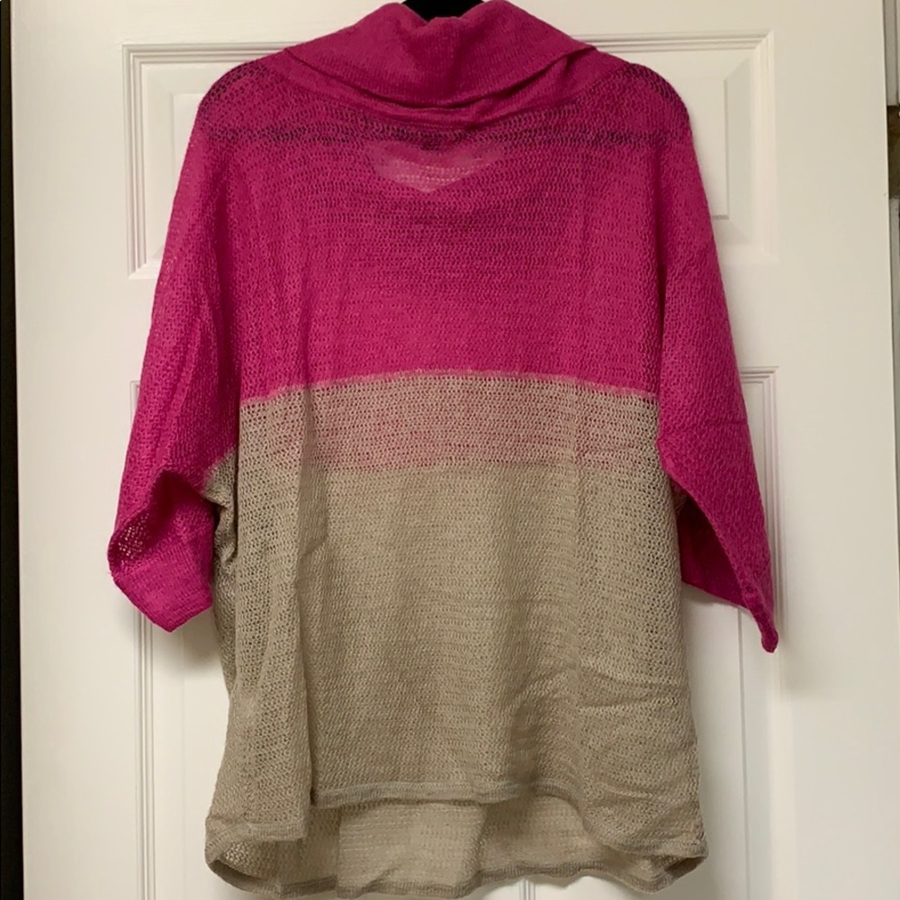 Banana Republic Hot Electric Pink and Tan Cowl Neck Sweater - Picture 2 of 6